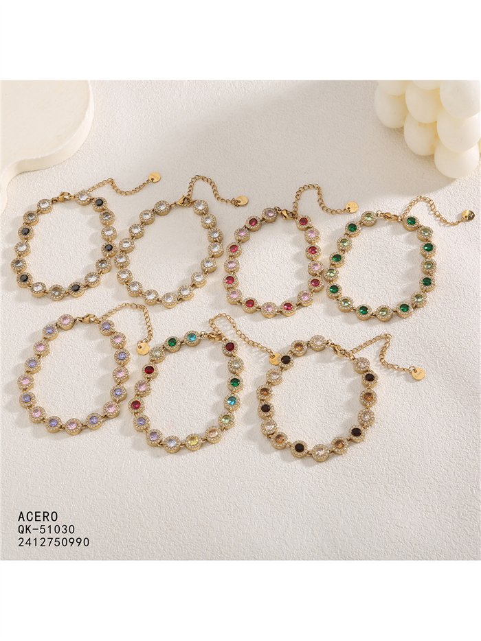 Pulsera de cristales redondos con strass