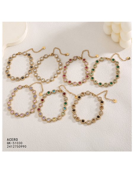 Pulsera de cristales redondos con strass