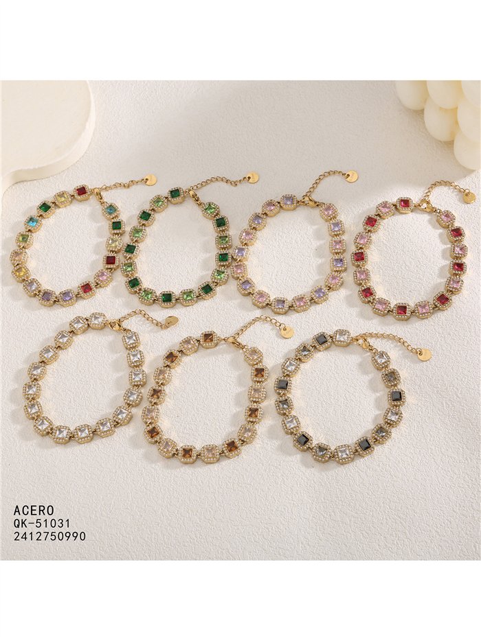 Pulsera de cristales cuadrados con strass