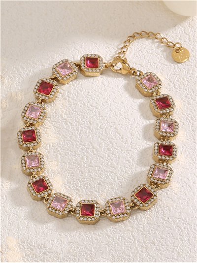 Pulsera de cristales cuadrados con strass
