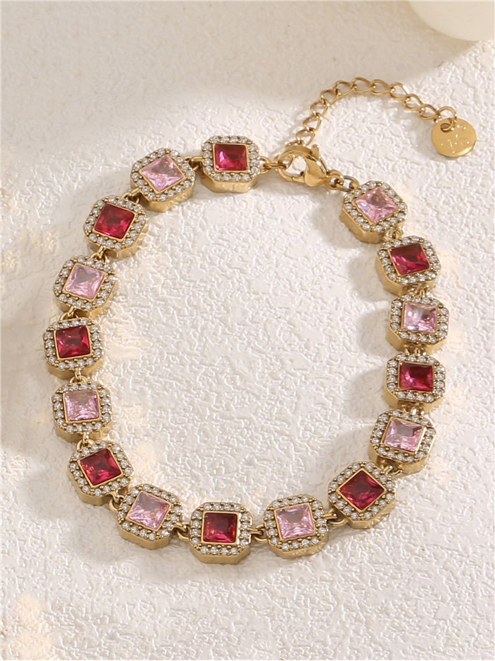 Pulsera de cristales cuadrados con strass