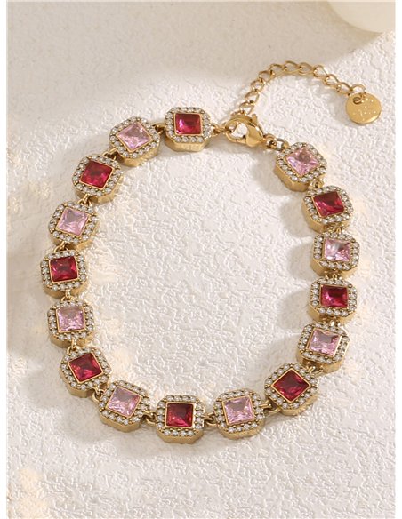 Pulsera de cristales cuadrados con strass