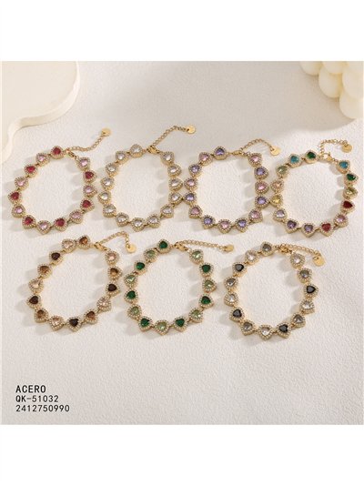 Pulsera de cristales corazones con strass 2
