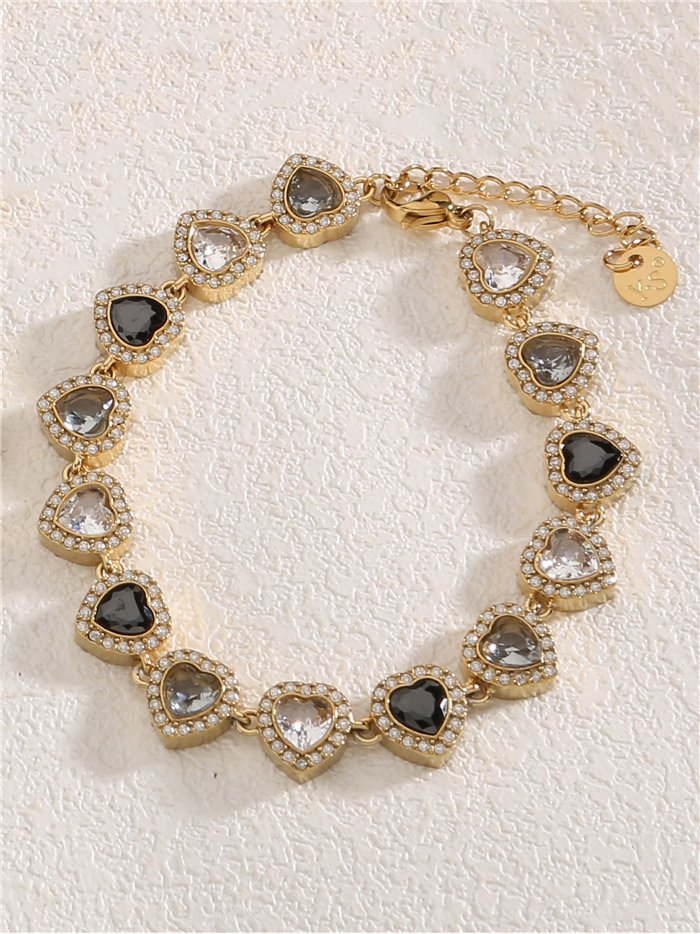 Kristallarmband mit Herzen und Strasssteinen