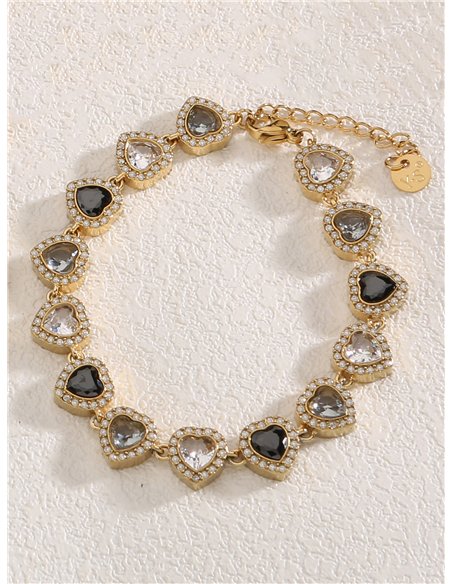 Kristallarmband mit Herzen und Strasssteinen