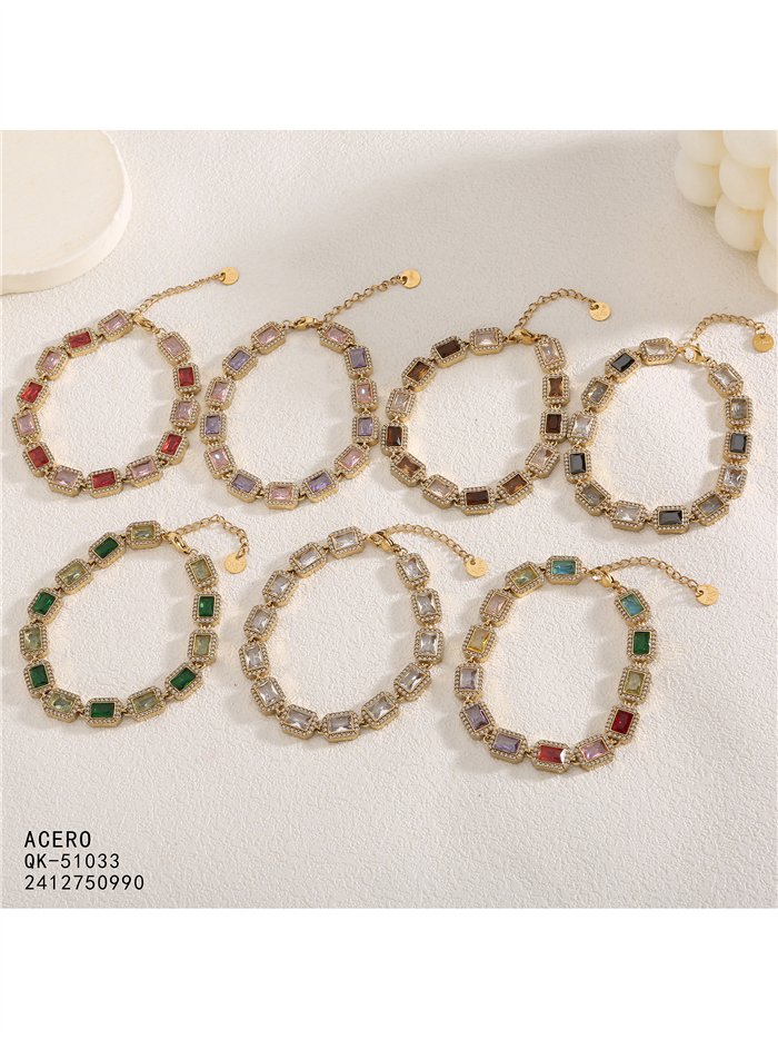 Pulsera de cristales rectangulares con strass