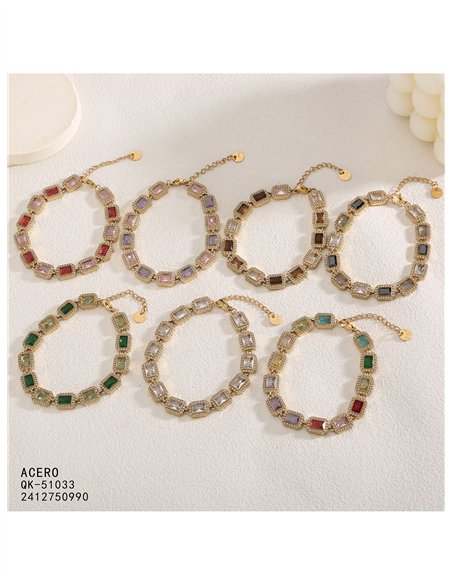 Pulsera de cristales rectangulares con strass