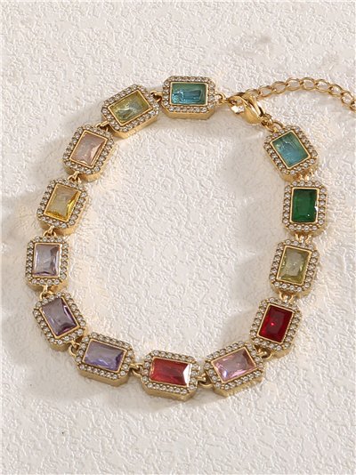 Pulsera de cristales rectangulares con strass