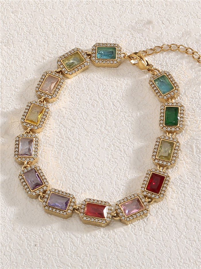 Pulsera de cristales rectangulares con strass
