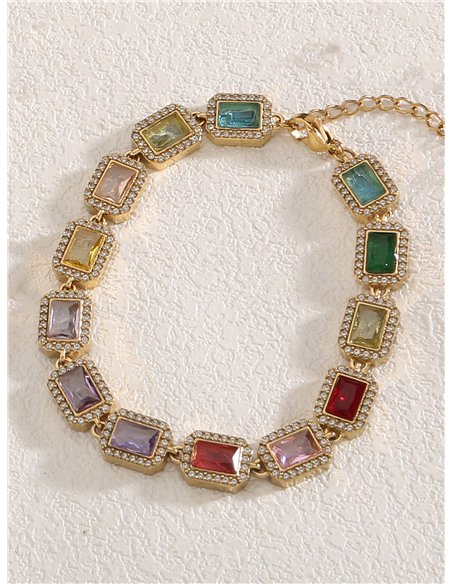 Pulsera de cristales rectangulares con strass