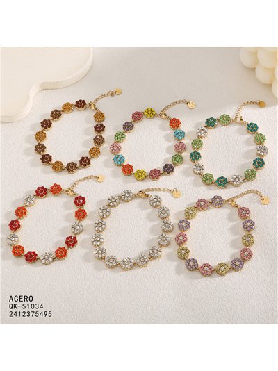 Pulseira de flores com cristais 2