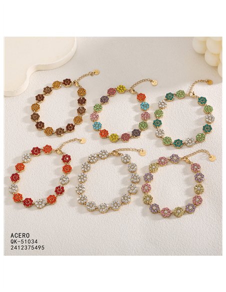 Pulsera de flores con cristales