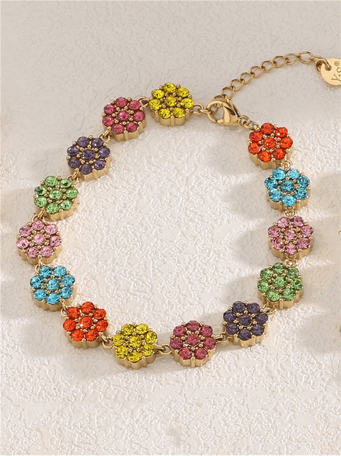 Pulsera de flores con cristales