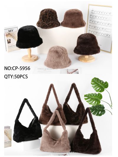 Conjunto gorro y bolso de pelo sintético 2