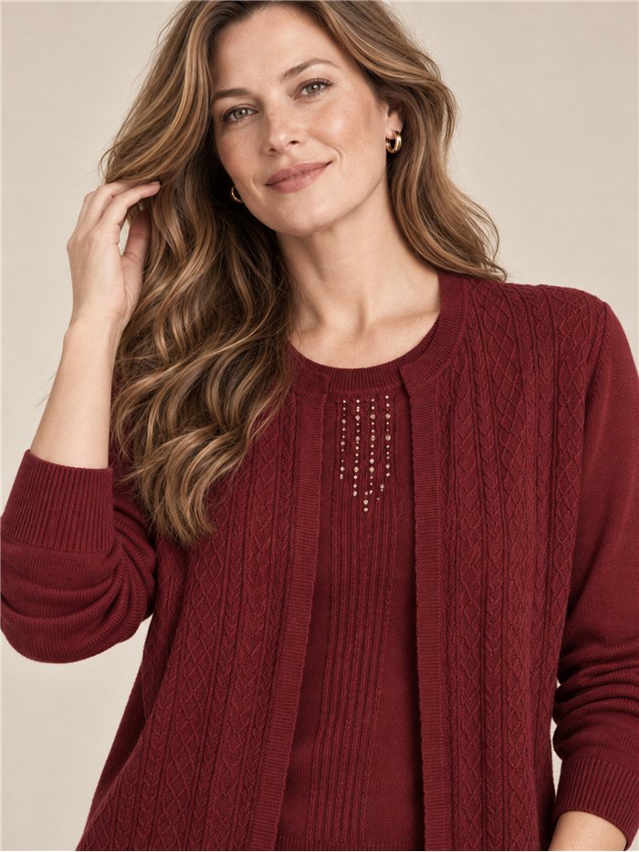 Jersey trenzado efecto doble strass talla grande