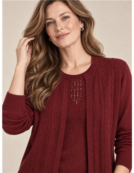 Jersey trenzado efecto doble strass talla grande