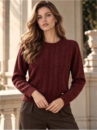Glänzender Zopfstrickpullover