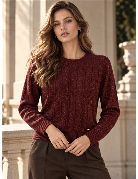 Glänzender Zopfstrickpullover