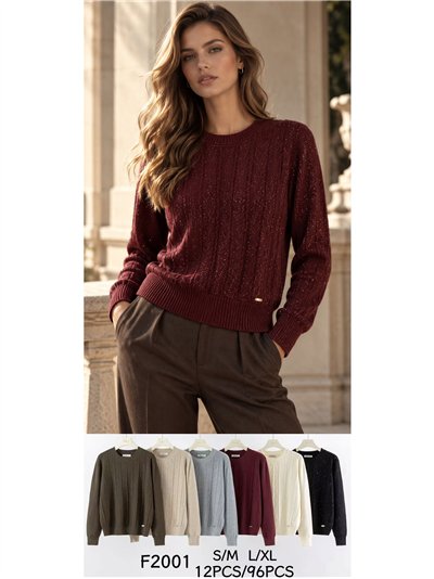 Glänzender Zopfstrickpullover 2