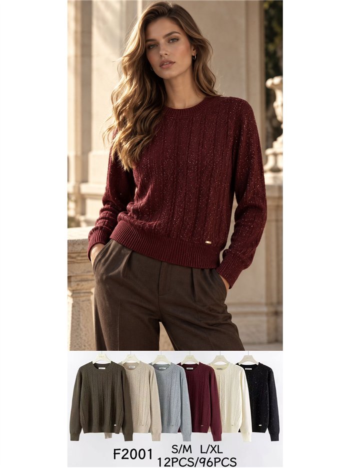 Glänzender Zopfstrickpullover