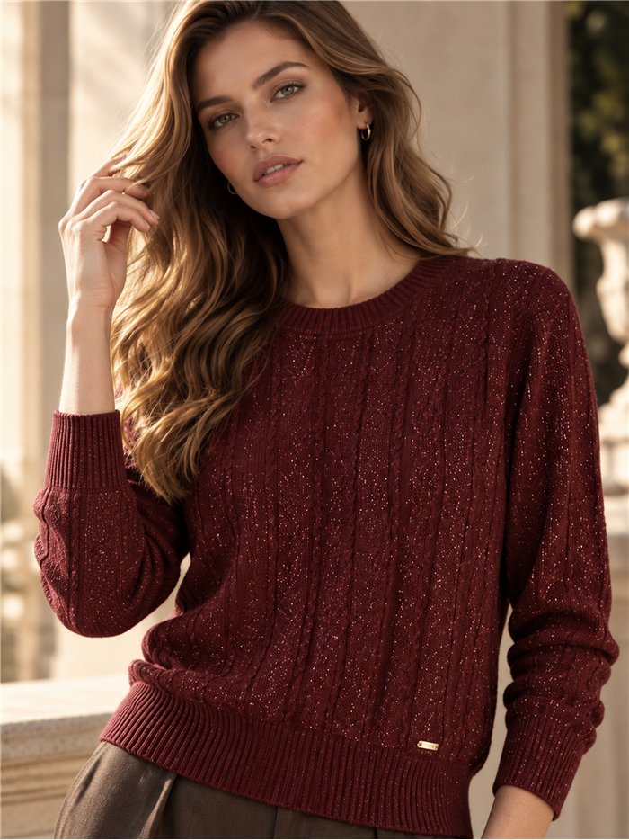 Glänzender Zopfstrickpullover