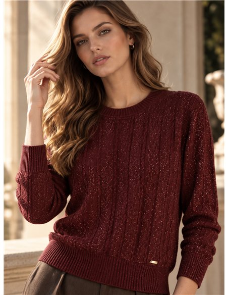 Glänzender Zopfstrickpullover