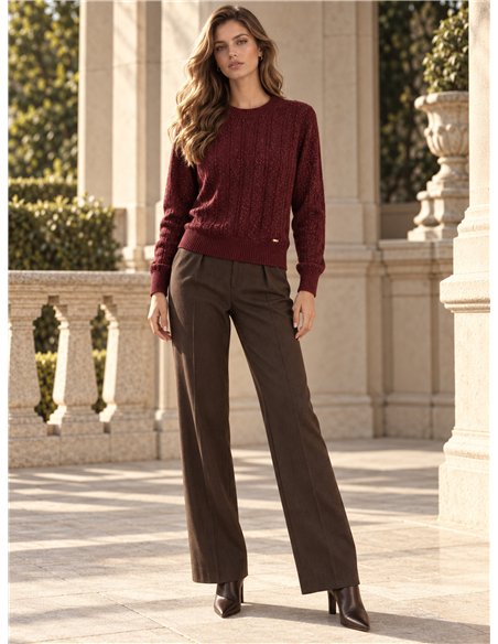 Glänzender Zopfstrickpullover