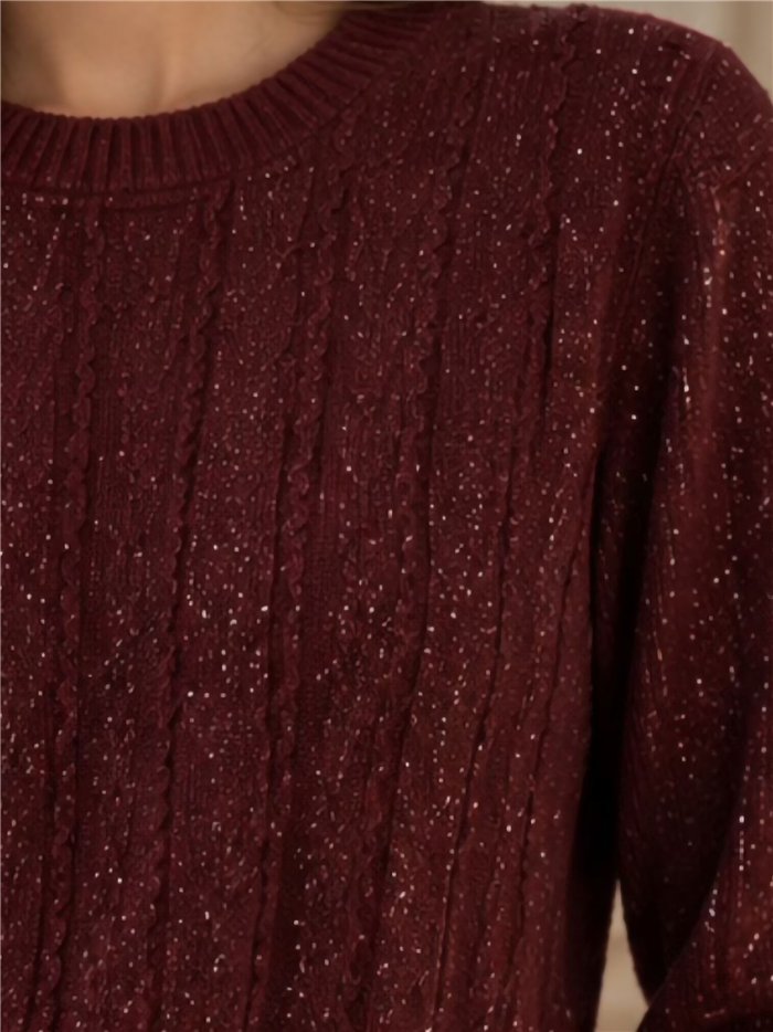 Glänzender Zopfstrickpullover