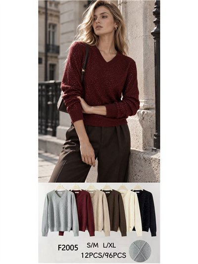 V-neck diamond shimmer sweater 2