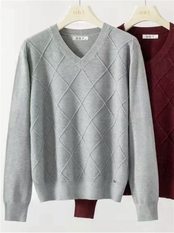Pull à paillettes à col en V et motif losanges
