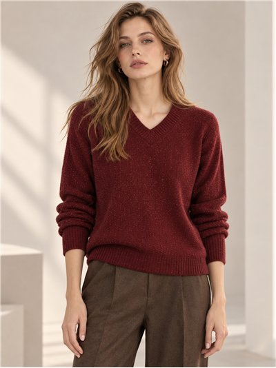 Jersey cuello pico brillo