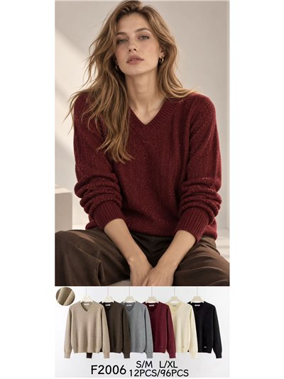 Jersey cuello pico brillo 2