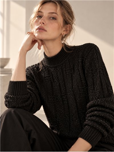 Jersey cuello alto brillo