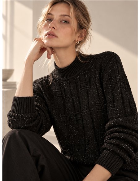 Jersey cuello alto brillo