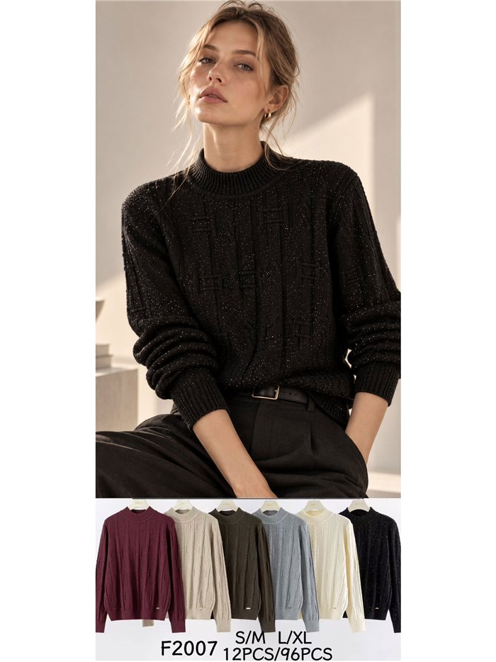 Jersey cuello alto brillo