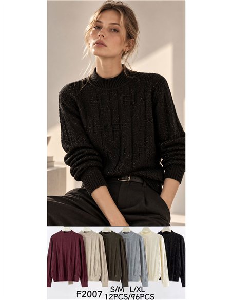 Jersey cuello alto brillo