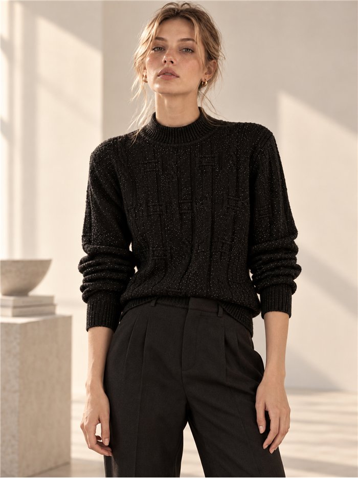 Jersey cuello alto brillo