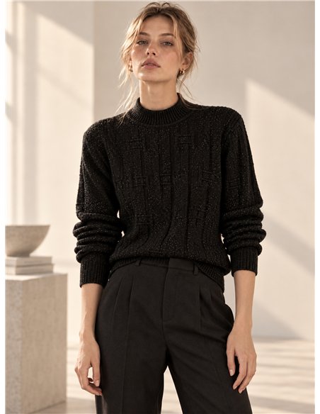 Jersey cuello alto brillo