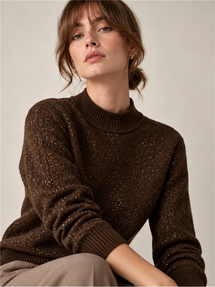 Jersey cuello alto brillo