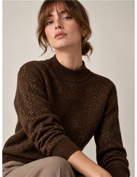 Jersey cuello alto brillo