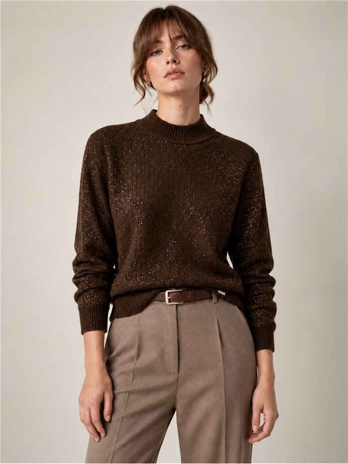 Jersey cuello alto brillo
