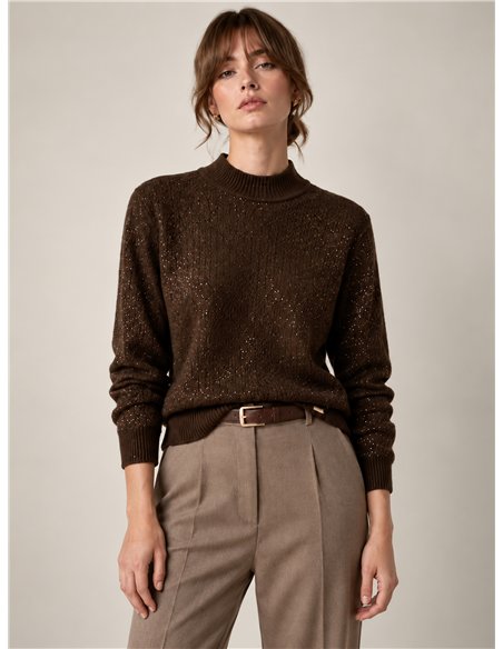 Jersey cuello alto brillo