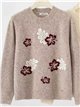 Wollpullover mit gestickten Blumen