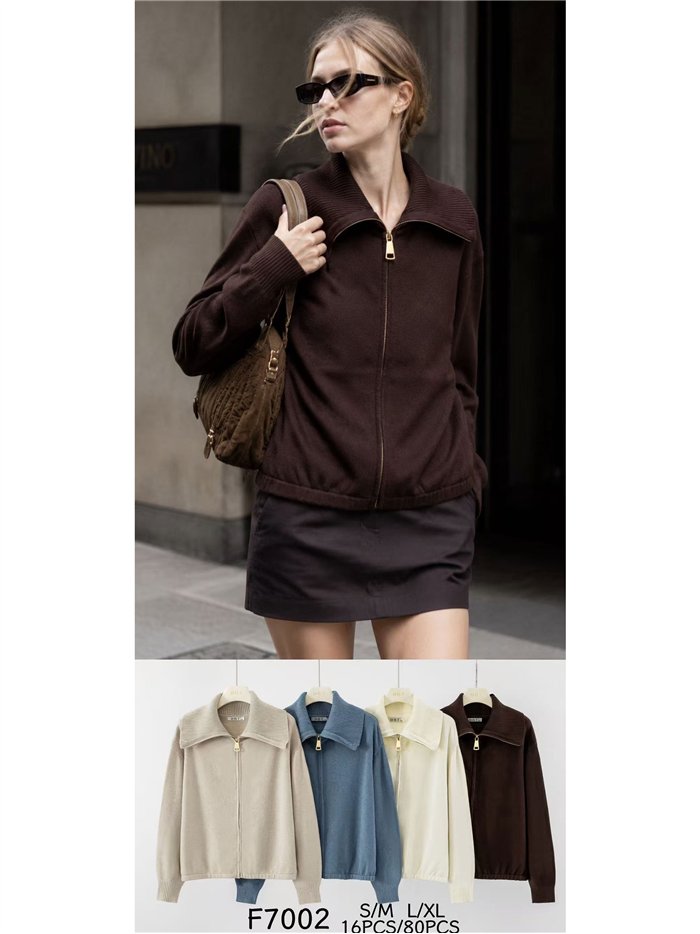 Chaqueta punto cremallera cuello maxi