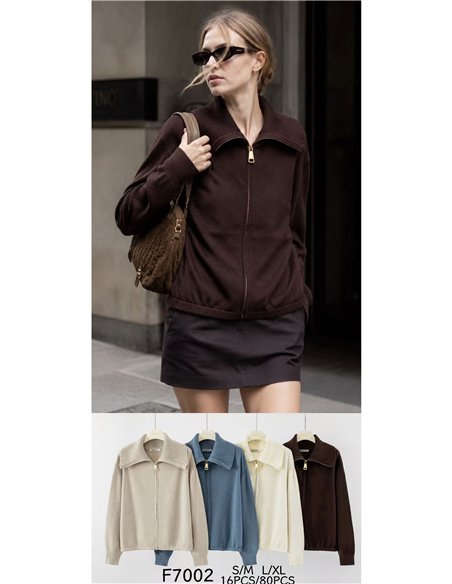 Chaqueta punto cremallera cuello maxi