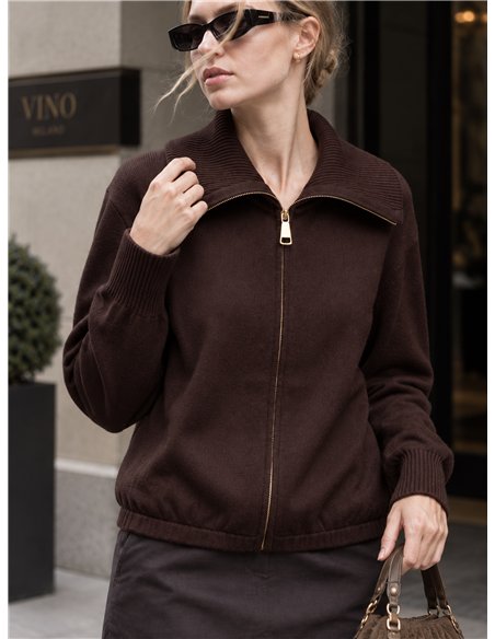 Chaqueta punto cremallera cuello maxi