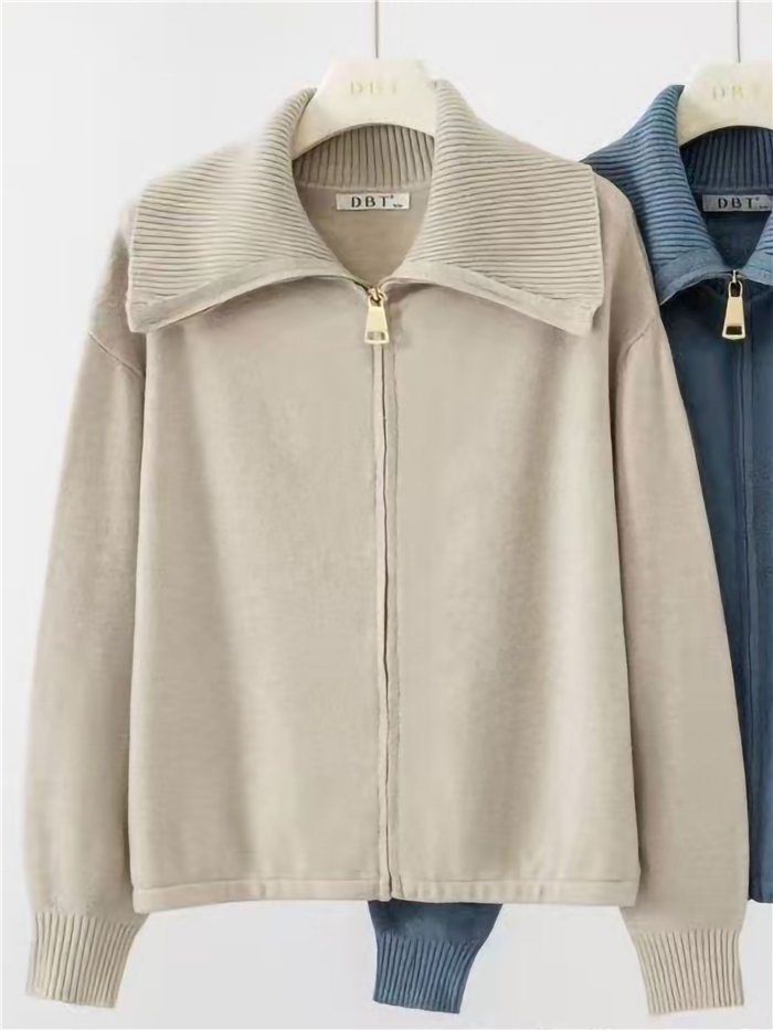 Chaqueta punto cremallera cuello maxi
