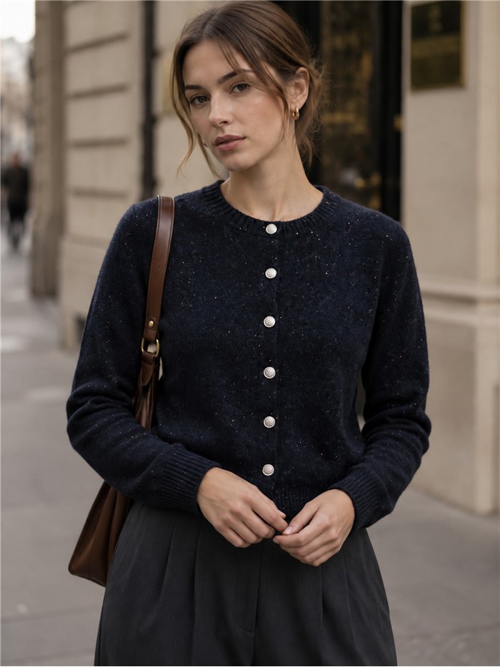 Gilet à boutons bijoux scintillants