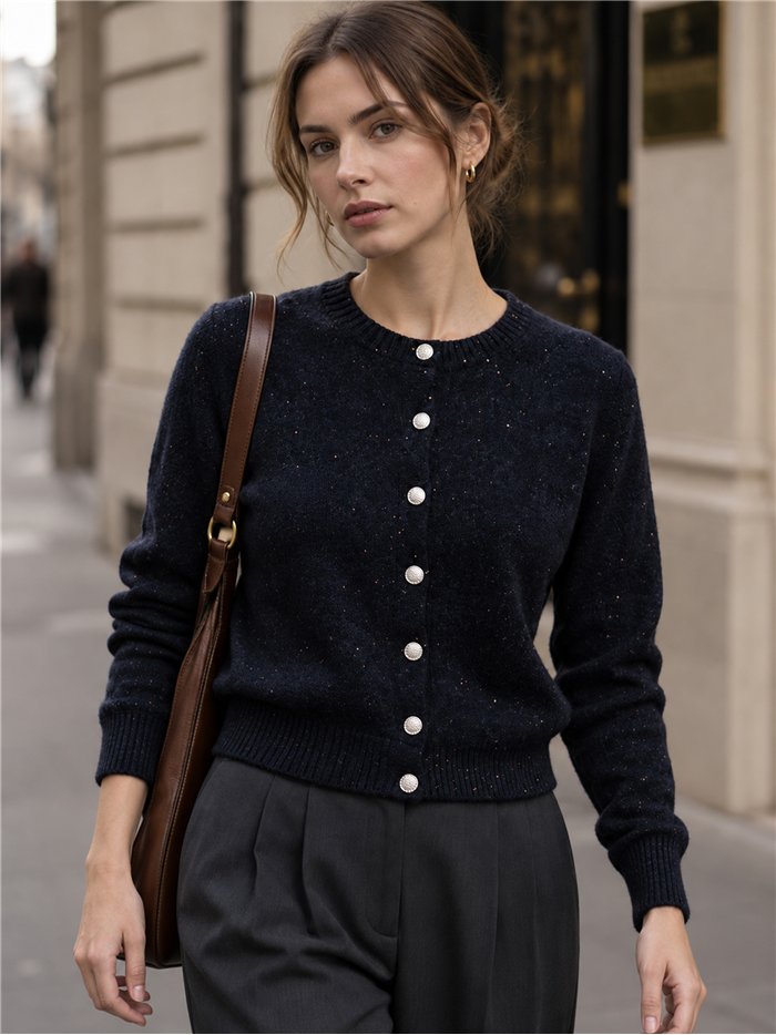Gilet à boutons bijoux scintillants