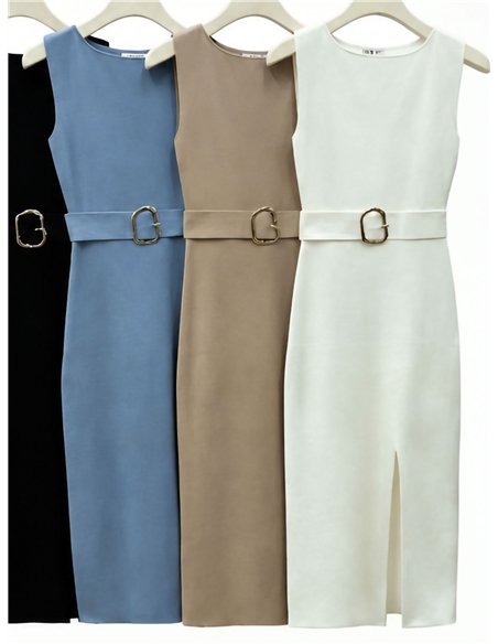 Vestido midi ajustado cinturón